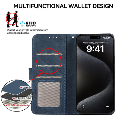 For Redmi K90 Pro Max/Poco F8 Ultra ABEEL Color Block Magnetic RFID Leather Phone Case(Blue-Brown)