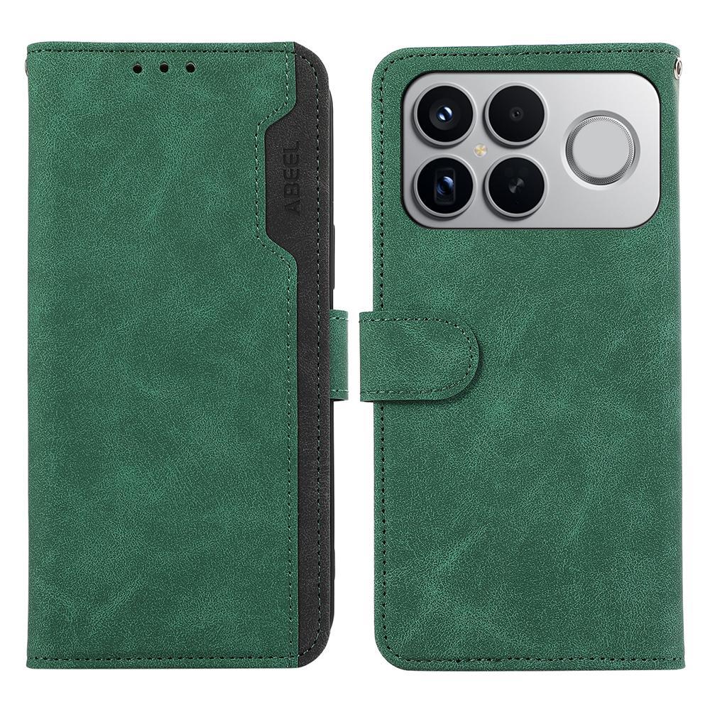 For Redmi K90 Pro Max/Poco F8 Ultra ABEEL Color Block Magnetic RFID Leather Phone Case(Green-Black)