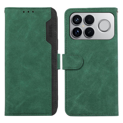 For Redmi K90 Pro Max/Poco F8 Ultra ABEEL Color Block Magnetic RFID Leather Phone Case(Green-Black)