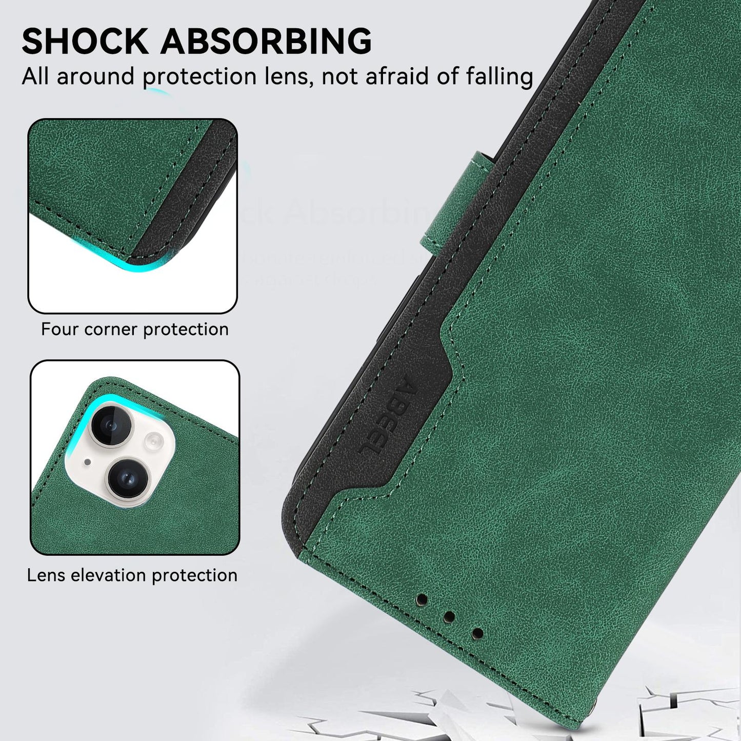 For Redmi K90 Pro Max/Poco F8 Ultra ABEEL Color Block Magnetic RFID Leather Phone Case(Green-Black)