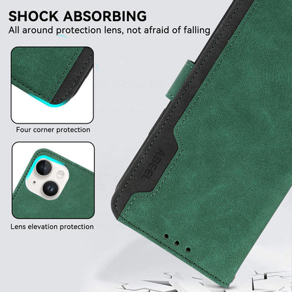 For Redmi K90 Pro Max/Poco F8 Ultra ABEEL Color Block Magnetic RFID Leather Phone Case(Green-Black)