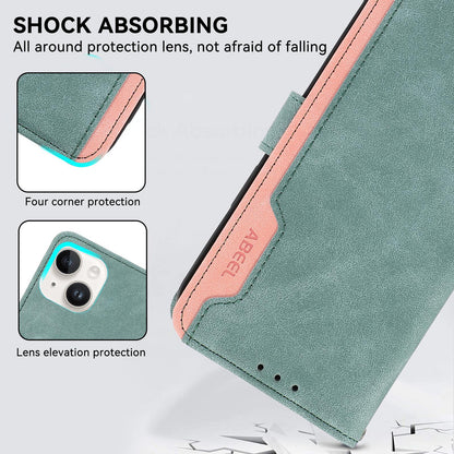 For Redmi K90 Pro Max/Poco F8 Ultra ABEEL Color Block Magnetic RFID Leather Phone Case(Cyan-Pink)