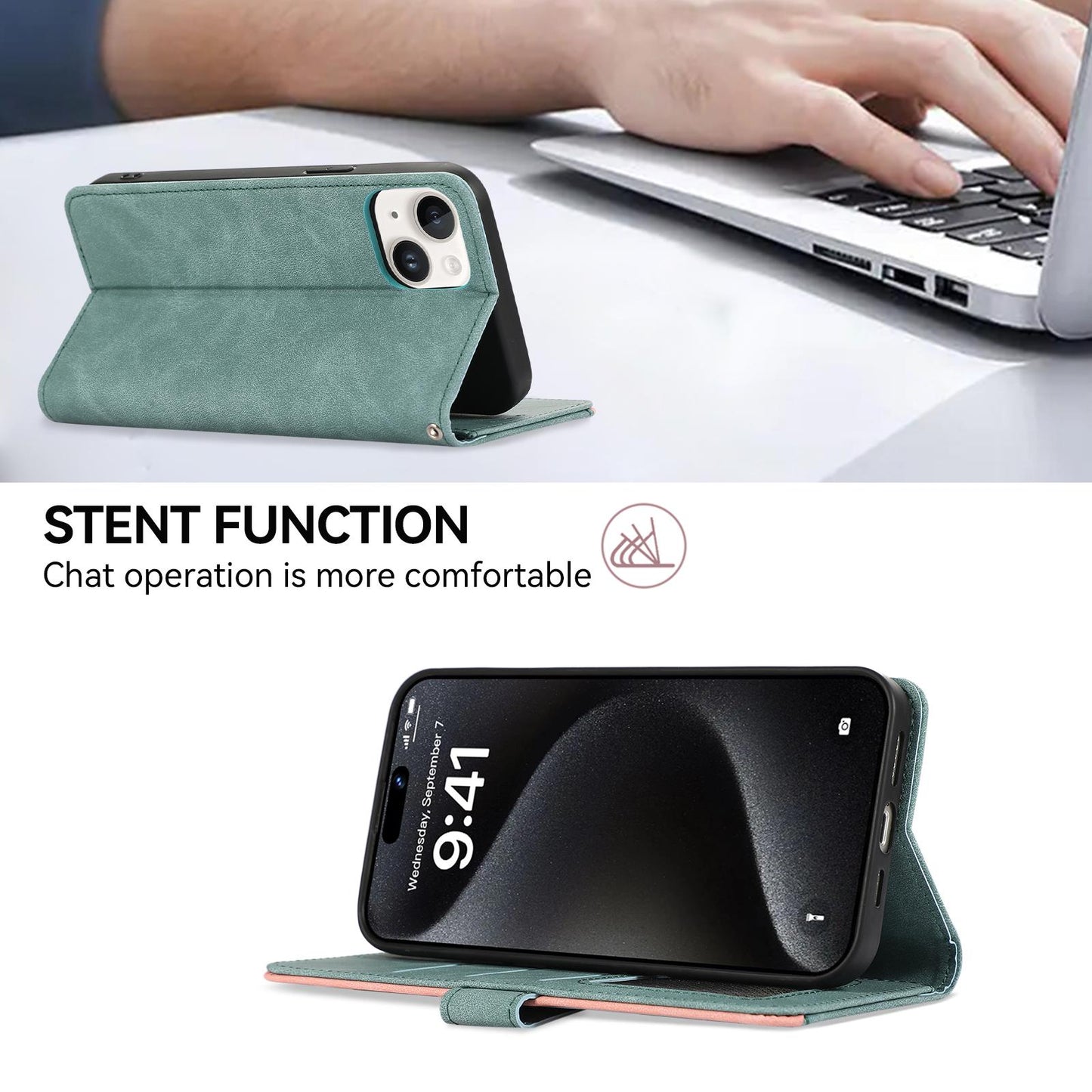 For Redmi K90 Pro Max/Poco F8 Ultra ABEEL Color Block Magnetic RFID Leather Phone Case(Cyan-Pink)