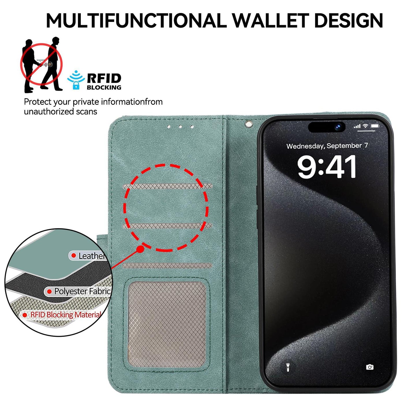 For Redmi K90 Pro Max/Poco F8 Ultra ABEEL Color Block Magnetic RFID Leather Phone Case(Cyan-Pink)