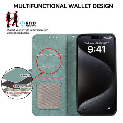 For Redmi K90 Pro Max/Poco F8 Ultra ABEEL Color Block Magnetic RFID Leather Phone Case(Cyan-Pink)