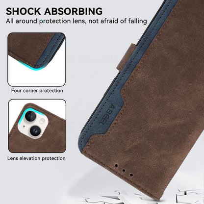 For Redmi K90 Pro Max/Poco F8 Ultra ABEEL Color Block Magnetic RFID Leather Phone Case(Brown-Blue)
