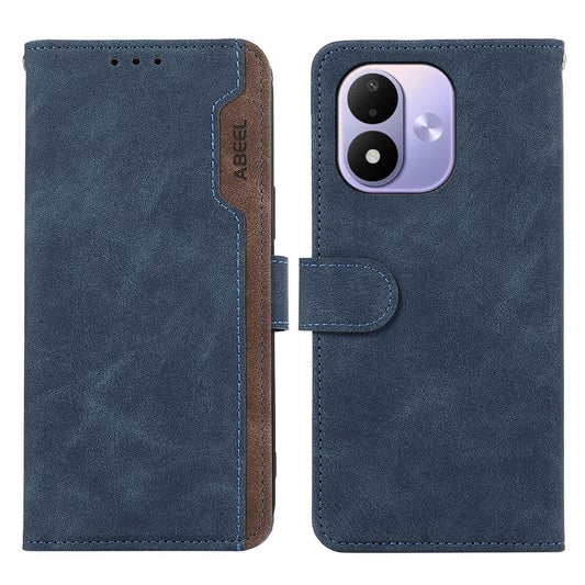 For Redmi Note 17 4G Global 169.7mm ABEEL Color Block Magnetic RFID Leather Phone Case - Blue-Brown - EDA007073222C
