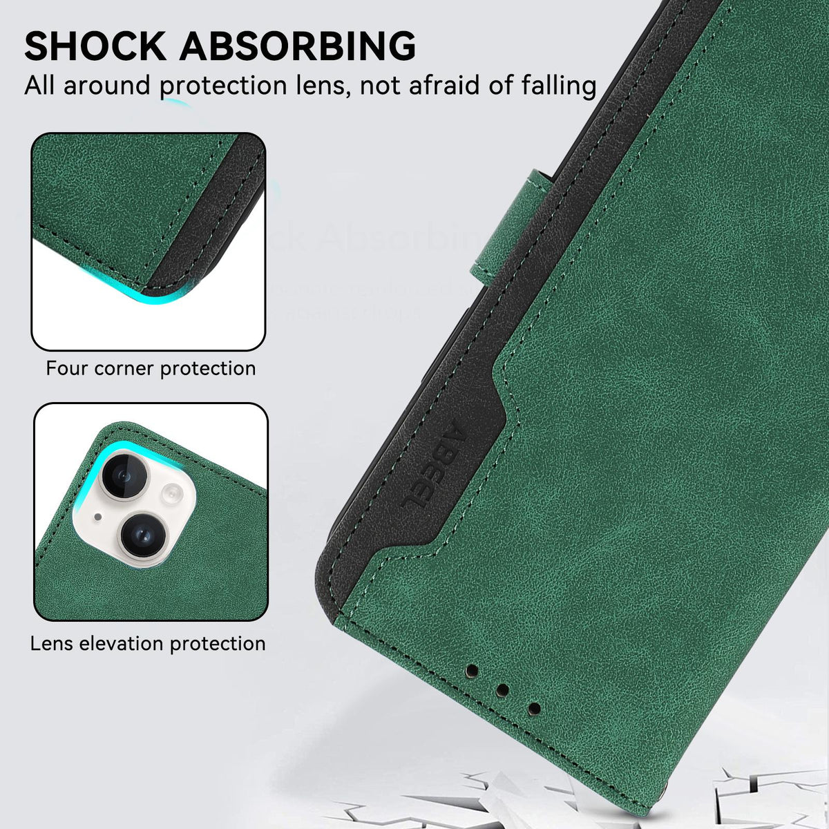 For Redmi 17 5G / 4G Global 170mm ABEEL Color Block Magnetic RFID Leather Phone Case - Green-Black - EDA007073223D