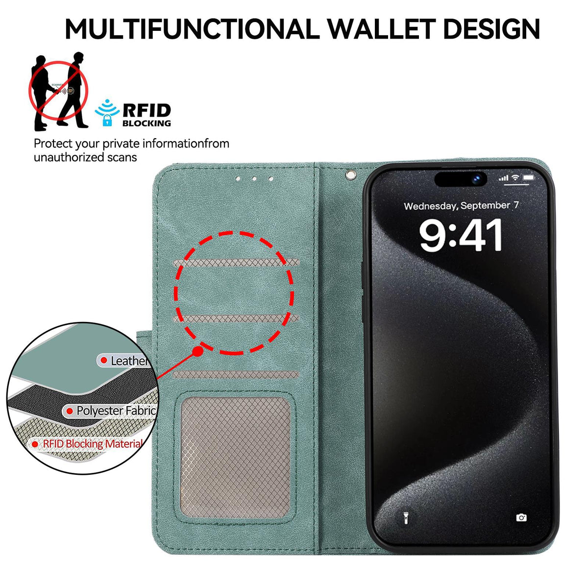 For Redmi 17 5G / 4G Global 170mm ABEEL Color Block Magnetic RFID Leather Phone Case - Cyan-Pink - EDA007073223E