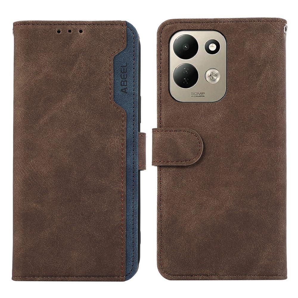 For Redmi 17 5G / 4G Global 170mm ABEEL Color Block Magnetic RFID Leather Phone Case - Brown-Blue - EDA007073223F