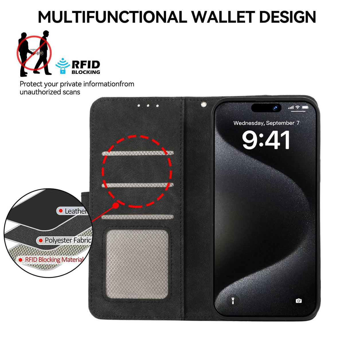 For Redmi K100 Pro Max/Poco F9 Ultra 5G ABEEL Color Block Magnetic RFID Leather Phone Case - Black-Green - EDA007073225B