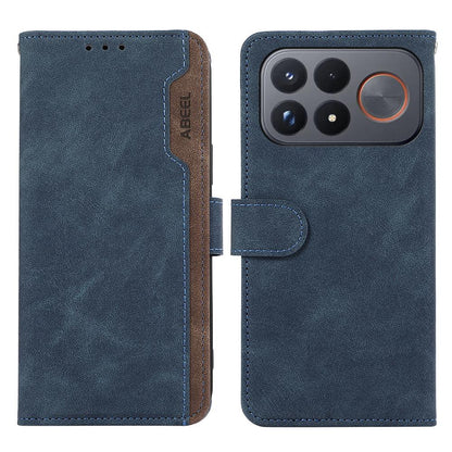 For Redmi K100 Pro Max/Poco F9 Ultra 5G ABEEL Color Block Magnetic RFID Leather Phone Case - Blue-Brown - EDA007073225C