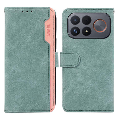 For Redmi K100 Pro Max/Poco F9 Ultra 5G ABEEL Color Block Magnetic RFID Leather Phone Case - Cyan-Pink - EDA007073225E