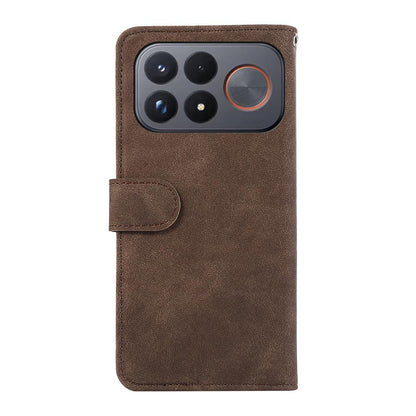 For Redmi K100 Pro Max/Poco F9 Ultra 5G ABEEL Color Block Magnetic RFID Leather Phone Case - Brown-Blue - EDA007073225F