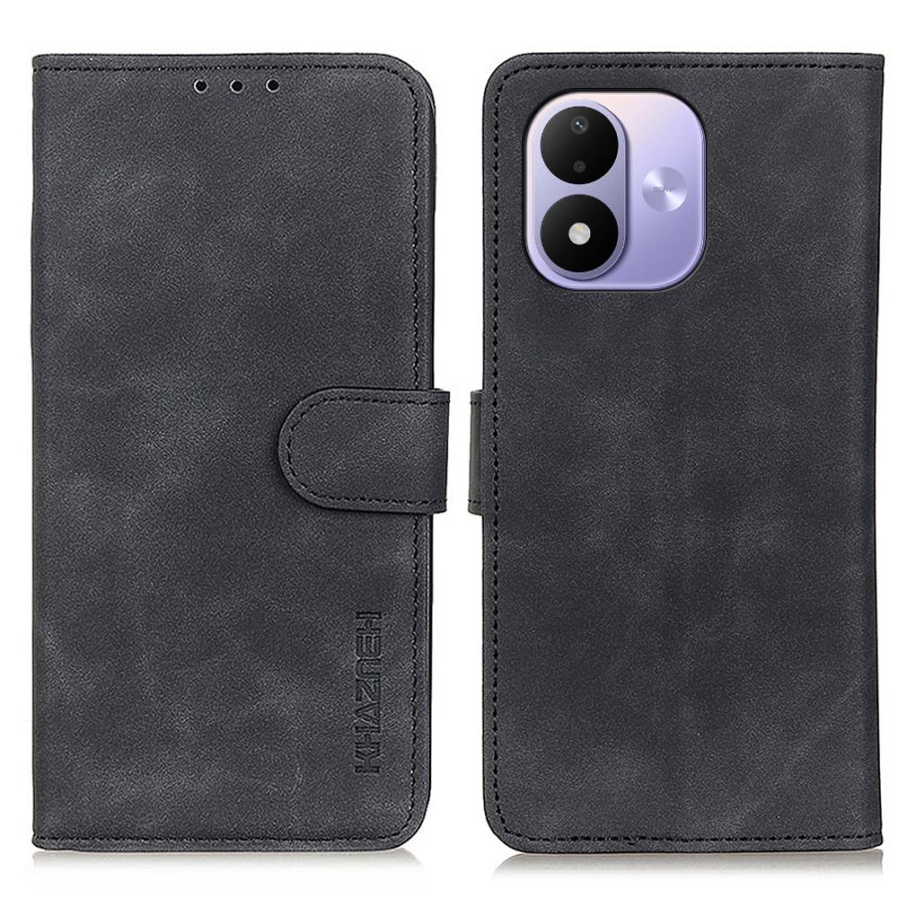For Redmi Note 17 5G/4G Global 169.7mm KHAZNEH Retro Texture Flip Leather Phone Case - Black - EDA007073326A