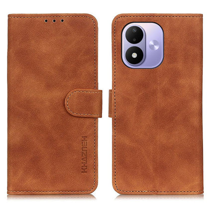 For Redmi Note 17 5G/4G Global 169.7mm KHAZNEH Retro Texture Flip Leather Phone Case - Brown - EDA007073326D