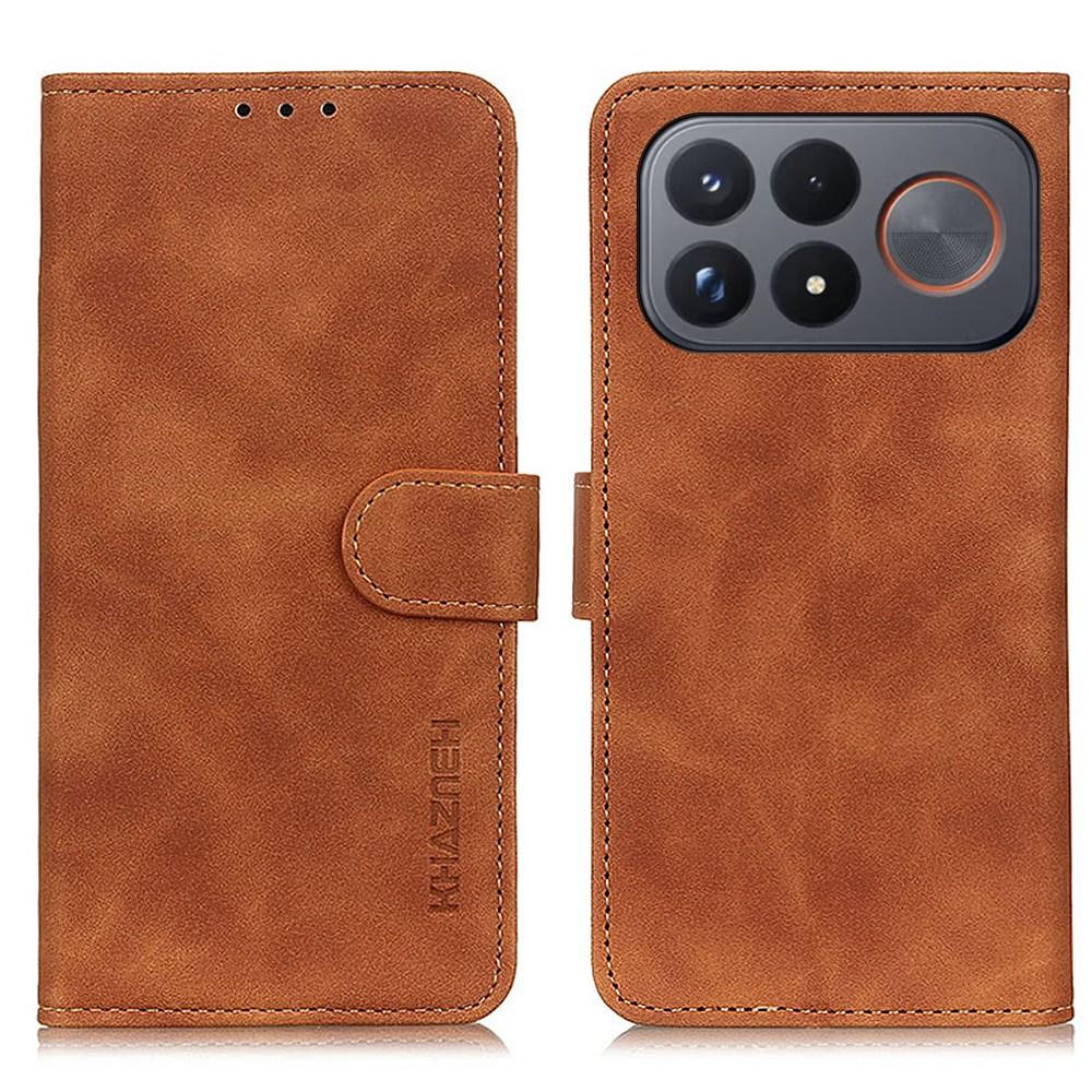 For Redmi K100 Pro Max/Poco F9 Ultra 5G KHAZNEH Retro Texture Flip Leather Phone Case - Brown - EDA007073328D