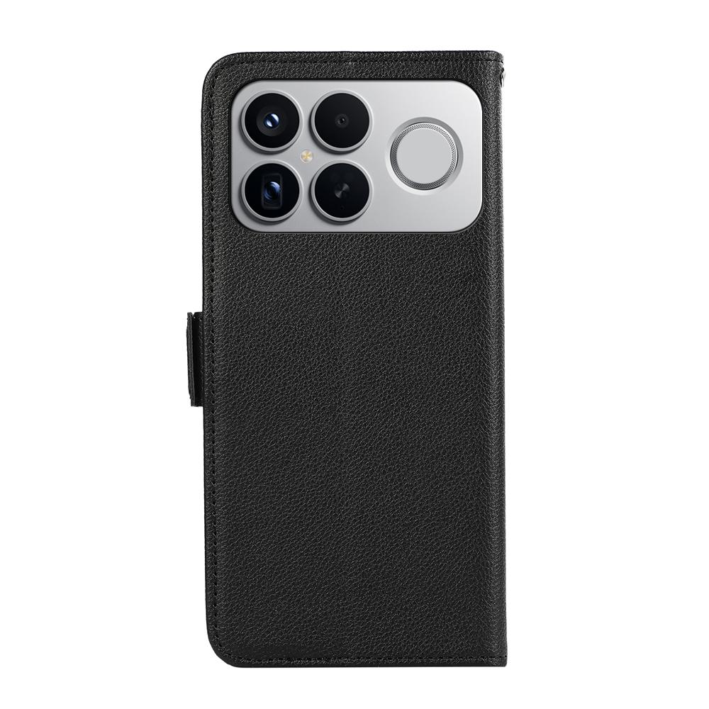 For Redmi K90 Pro Max/Poco F8 Ultra ABEEL Side-Magnetic Litchi Pattern Leather RFID Phone Case(Black)