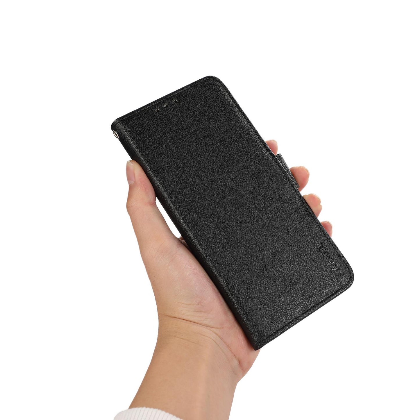 For Redmi K90 Pro Max/Poco F8 Ultra ABEEL Side-Magnetic Litchi Pattern Leather RFID Phone Case(Black)