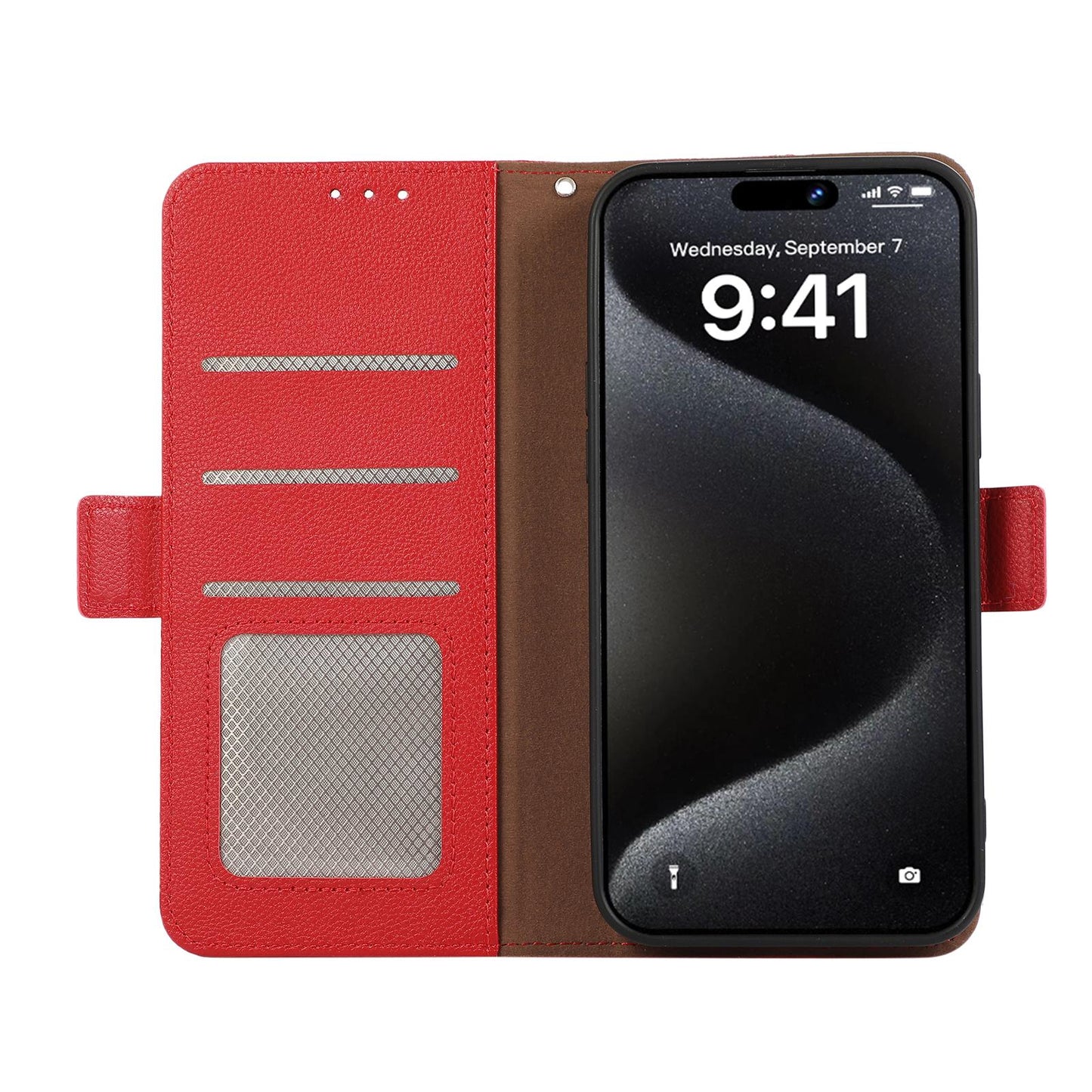 For Redmi K90 Pro Max/Poco F8 Ultra ABEEL Side-Magnetic Litchi Pattern Leather RFID Phone Case(Red)
