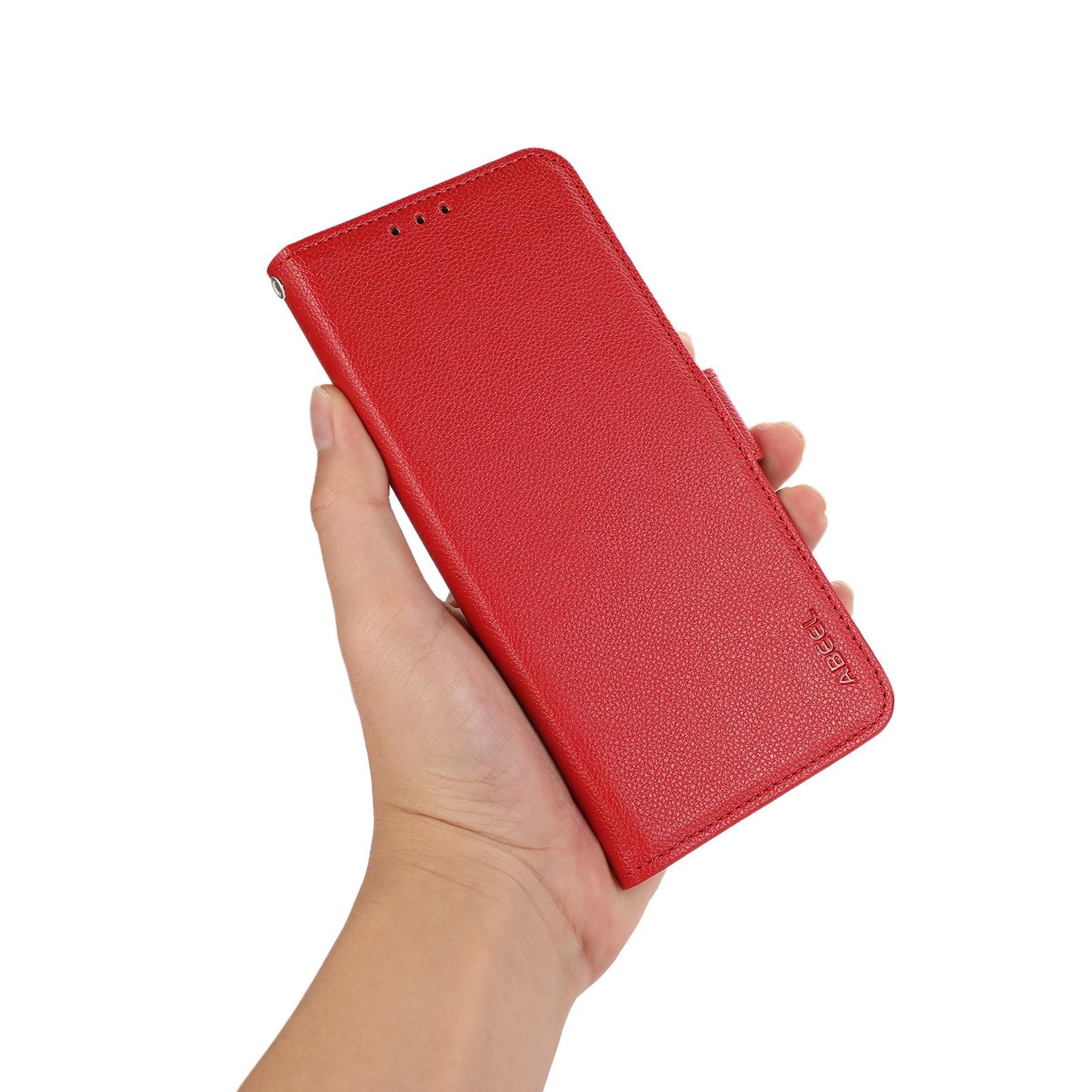 For Redmi K90 Pro Max/Poco F8 Ultra ABEEL Side-Magnetic Litchi Pattern Leather RFID Phone Case(Red)
