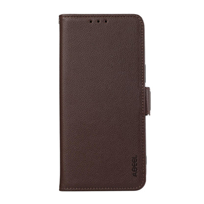For Redmi K90 Pro Max/Poco F8 Ultra ABEEL Side-Magnetic Litchi Pattern Leather RFID Phone Case(Brown)
