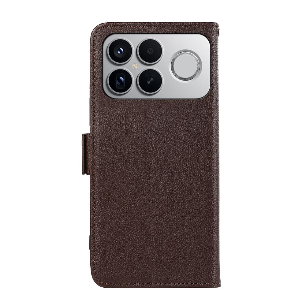 For Redmi K90 Pro Max/Poco F8 Ultra ABEEL Side-Magnetic Litchi Pattern Leather RFID Phone Case(Brown)