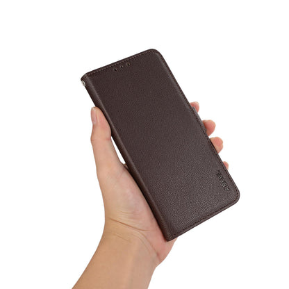 For Redmi K90 Pro Max/Poco F8 Ultra ABEEL Side-Magnetic Litchi Pattern Leather RFID Phone Case(Brown)