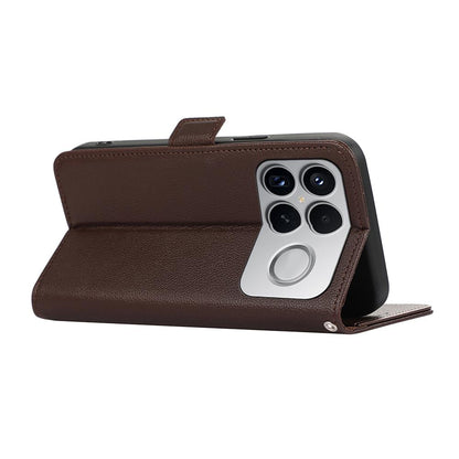 For Redmi K90 Pro Max/Poco F8 Ultra ABEEL Side-Magnetic Litchi Pattern Leather RFID Phone Case(Brown)