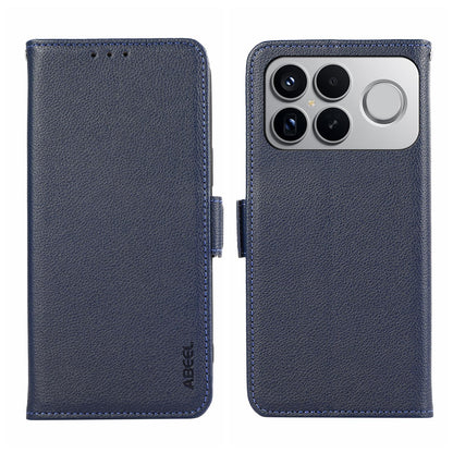 For Redmi K90 Pro Max/Poco F8 Ultra ABEEL Side-Magnetic Litchi Pattern Leather RFID Phone Case(Blue)