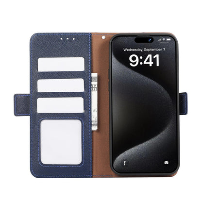For Redmi K90 Pro Max/Poco F8 Ultra ABEEL Side-Magnetic Litchi Pattern Leather RFID Phone Case(Blue)
