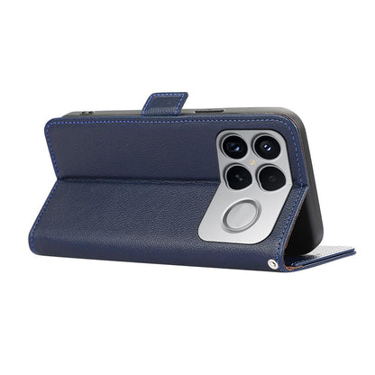 For Redmi K90 Pro Max/Poco F8 Ultra ABEEL Side-Magnetic Litchi Pattern Leather RFID Phone Case(Blue)