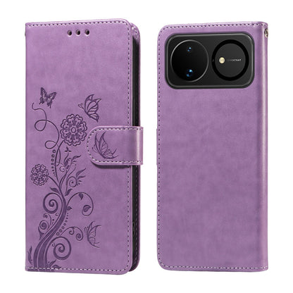 For Huawei nova 16 Embossed Butterfly Flowers Leather Phone Case(Purple)