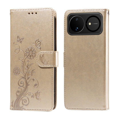 For Huawei nova 16 Embossed Butterfly Flowers Leather Phone Case(Gold)