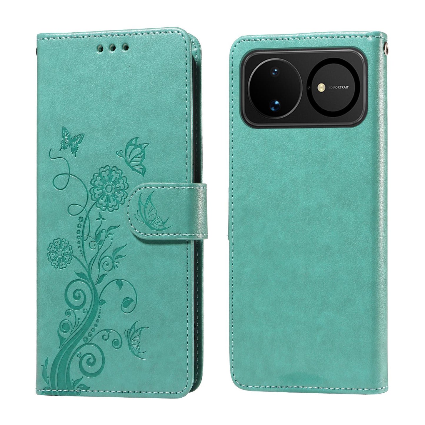 For Huawei nova 16 Embossed Butterfly Flowers Leather Phone Case(Green)