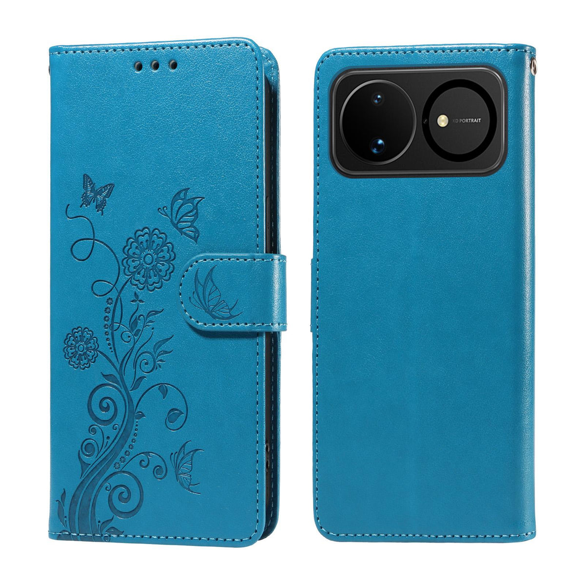 For Huawei nova 16 Embossed Butterfly Flowers Leather Phone Case - Blue - EDA007075924D
