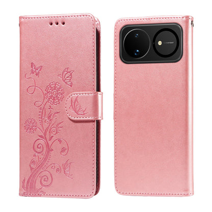 For Huawei nova 16 Embossed Butterfly Flowers Leather Phone Case(Rose Gold)