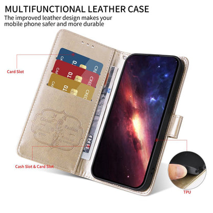 For Honor 600 Smart 5G Embossed Butterfly Flowers Leather Phone Case(Gold)
