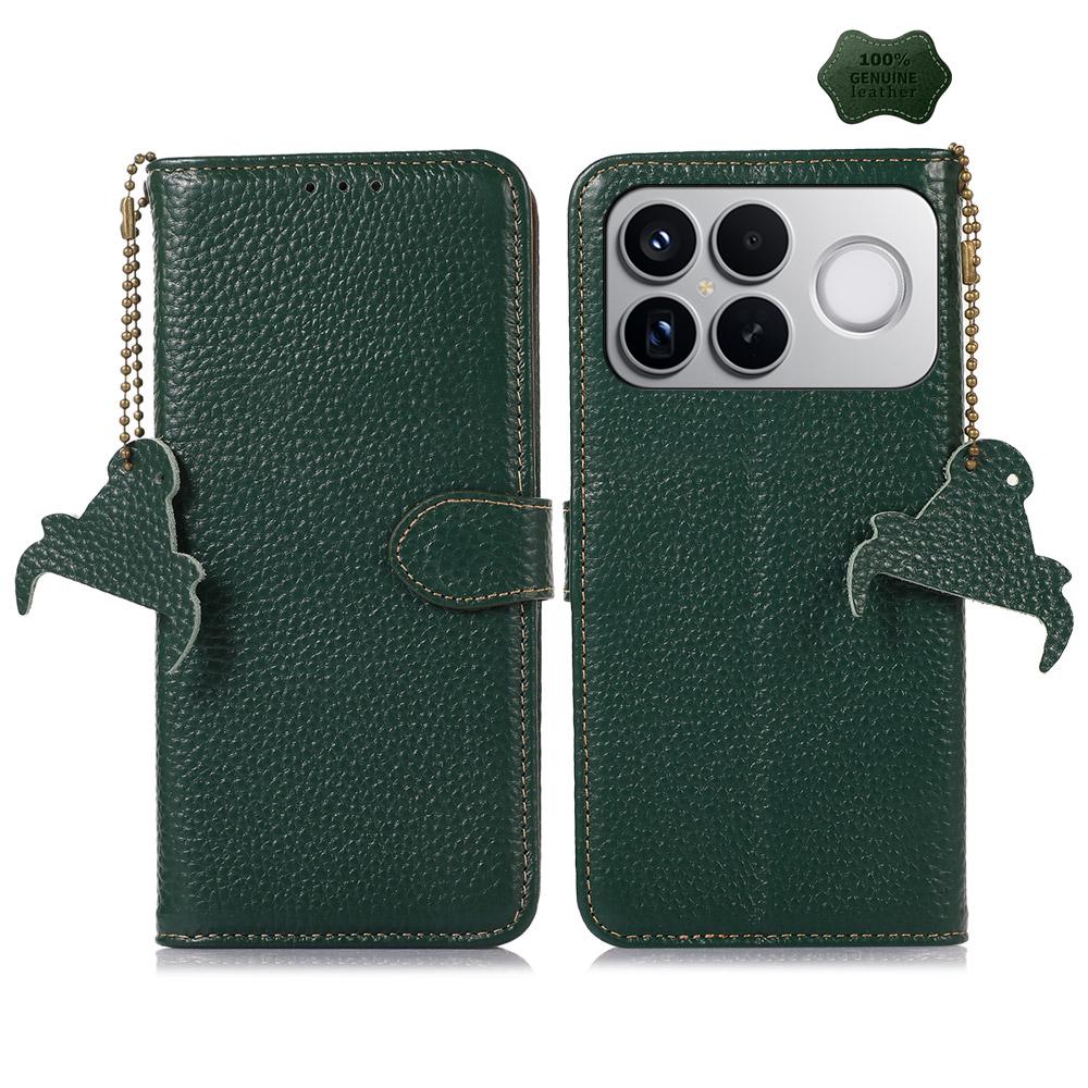 For Redmi K90 Pro Max/Poco F8 Ultra Genuine Leather Litchi Texture RFID Leather Phone Case(Green)