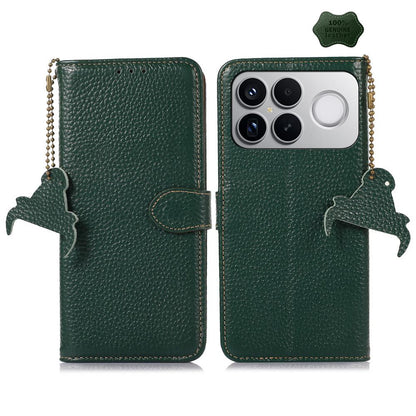 For Redmi K90 Pro Max/Poco F8 Ultra Genuine Leather Litchi Texture RFID Leather Phone Case(Green)