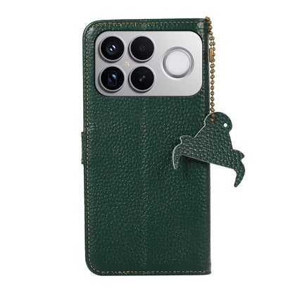 For Redmi K90 Pro Max/Poco F8 Ultra Genuine Leather Litchi Texture RFID Leather Phone Case(Green)