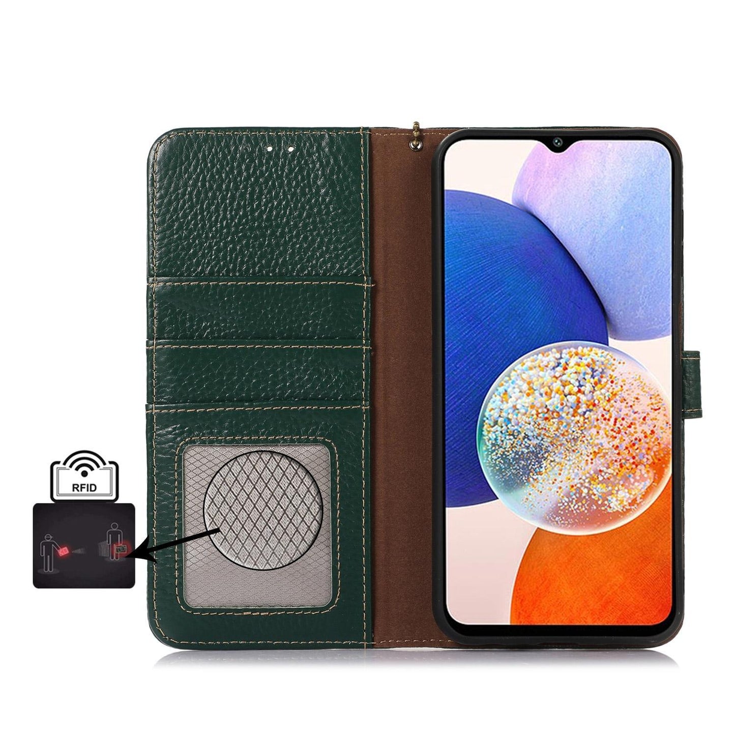 For Redmi K90 Pro Max/Poco F8 Ultra Genuine Leather Litchi Texture RFID Leather Phone Case(Green)