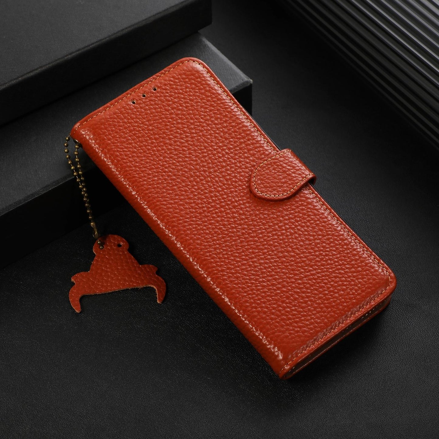For Redmi K90 Pro Max/Poco F8 Ultra Genuine Leather Litchi Texture RFID Leather Phone Case(Coffee)