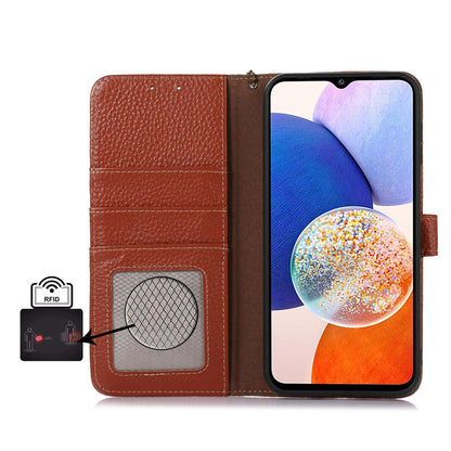 For Redmi K90 Pro Max/Poco F8 Ultra Genuine Leather Litchi Texture RFID Leather Phone Case(Coffee)