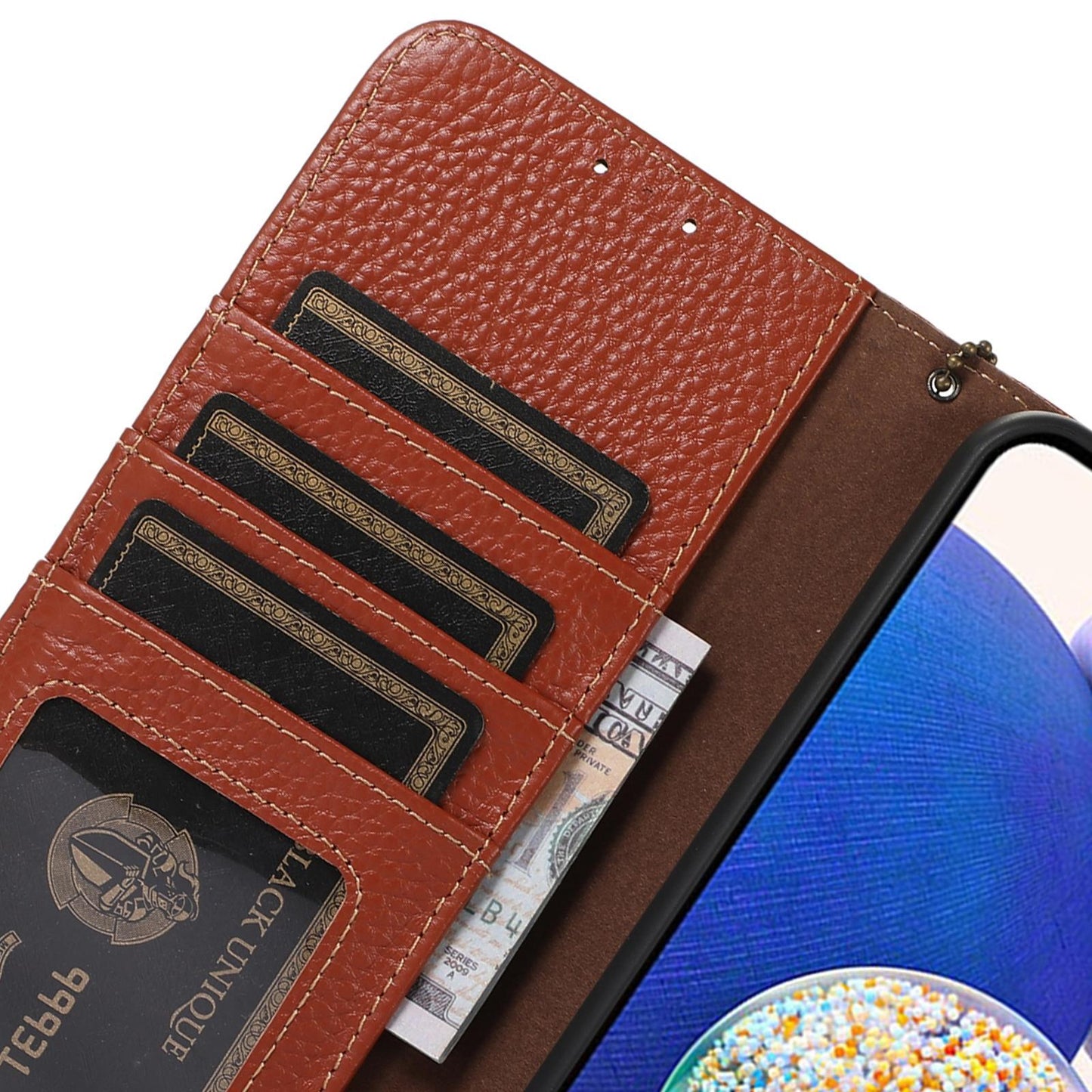 For Redmi K90 Pro Max/Poco F8 Ultra Genuine Leather Litchi Texture RFID Leather Phone Case(Coffee)