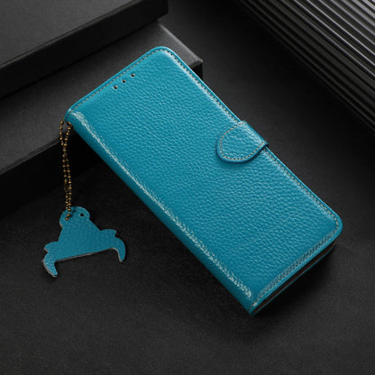 For Redmi K90 Pro Max/Poco F8 Ultra Genuine Leather Litchi Texture RFID Leather Phone Case(Blue)