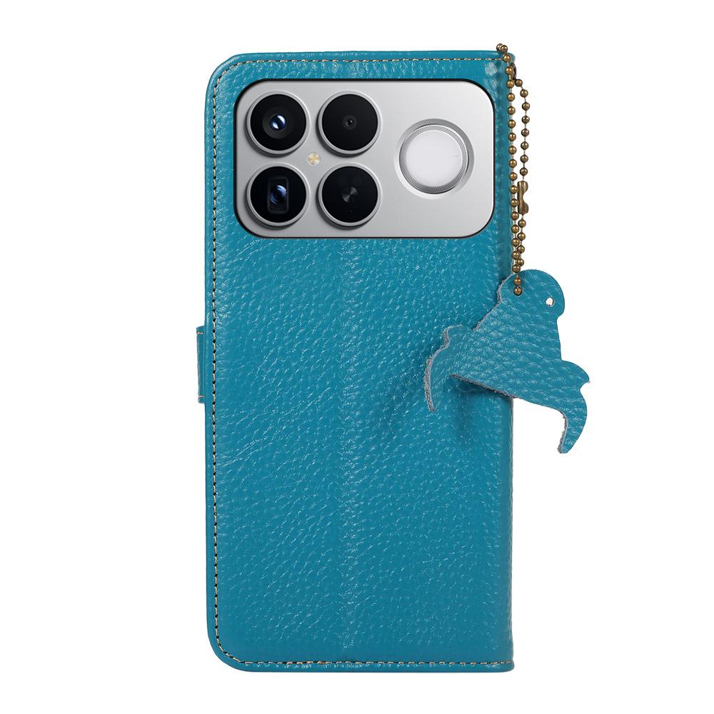 For Redmi K90 Pro Max/Poco F8 Ultra Genuine Leather Litchi Texture RFID Leather Phone Case(Blue)