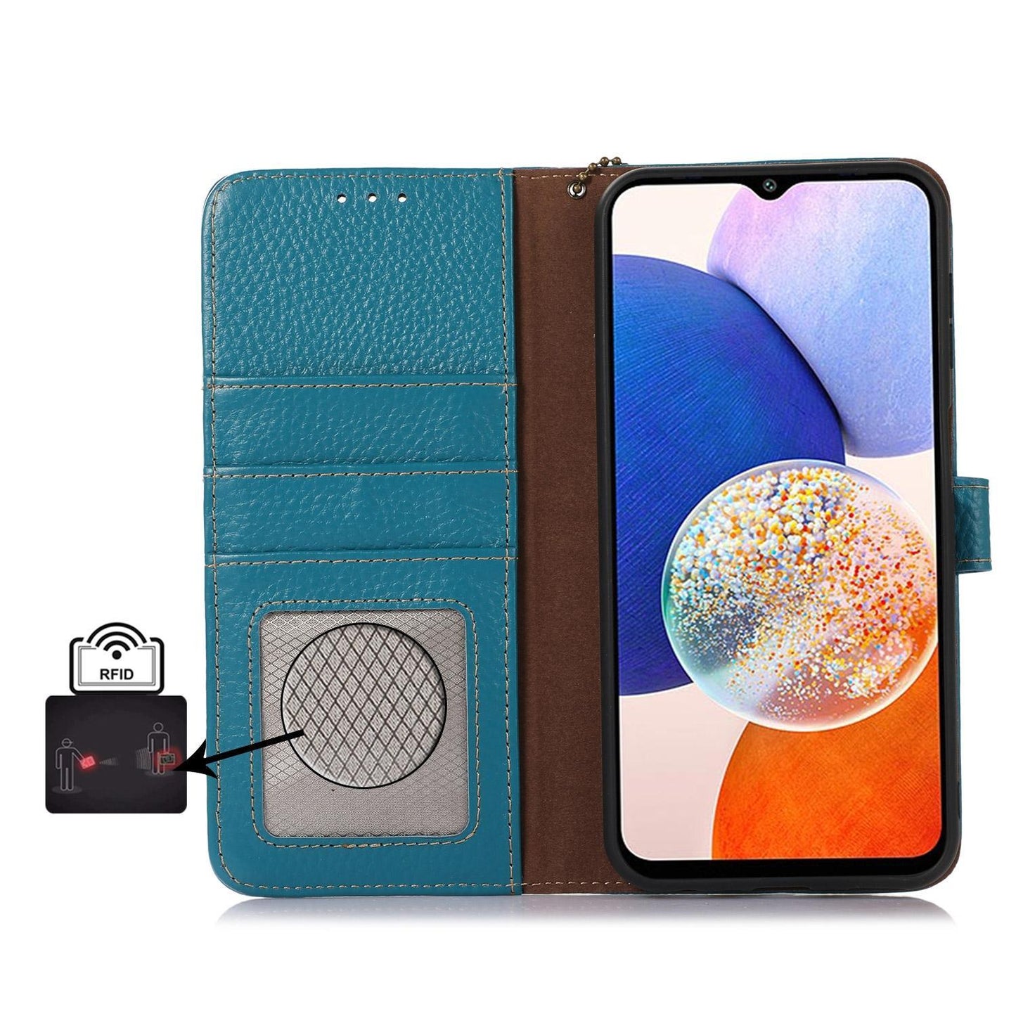 For Redmi K90 Pro Max/Poco F8 Ultra Genuine Leather Litchi Texture RFID Leather Phone Case(Blue)