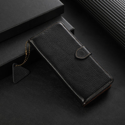 For Redmi K90 Pro Max/Poco F8 Ultra Genuine Leather Litchi Texture RFID Leather Phone Case(Black)