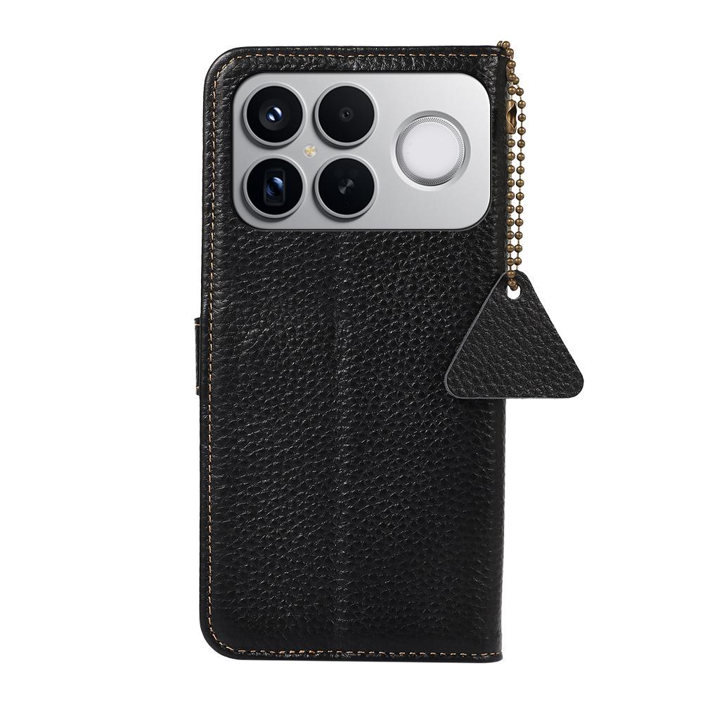 For Redmi K90 Pro Max/Poco F8 Ultra Genuine Leather Litchi Texture RFID Leather Phone Case(Black)